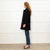 Gerard Darel Black 3/4 Lenth Wool Zip Front Coat With Faux Leather TrimWool