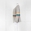 Wyse Grey Rainbow Stripe Mohair Wool Blend Gold Trim Cardigan