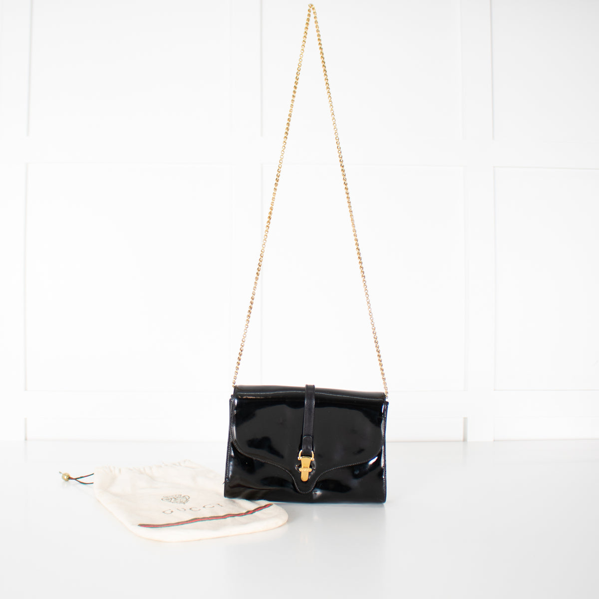 Gucci Black Patent Leather Crossbody Vintage Bag