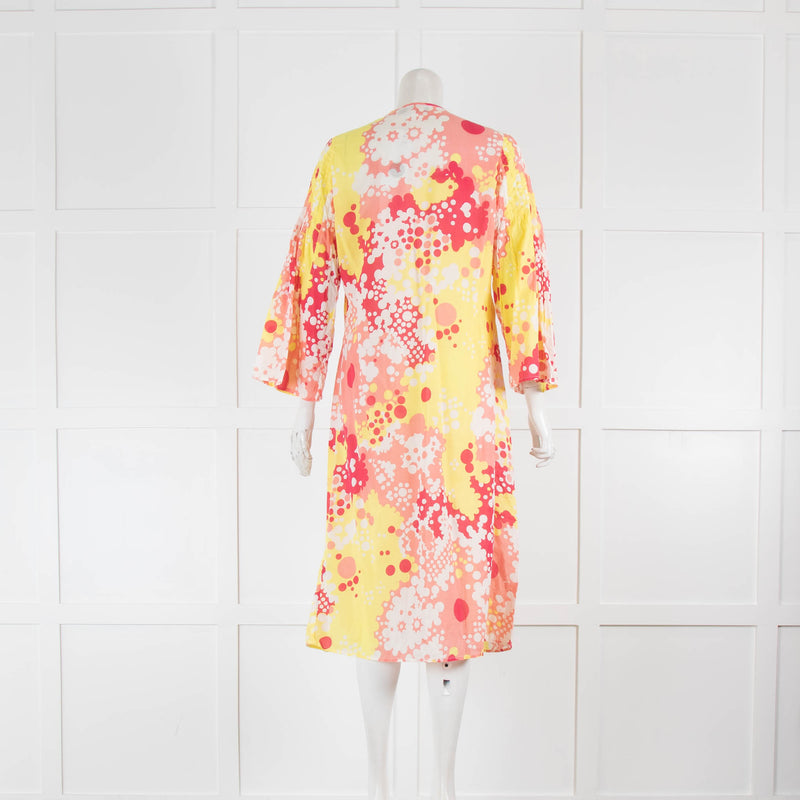 Antik Batik Orange Yellow Red Circle Print Kaftan Dress