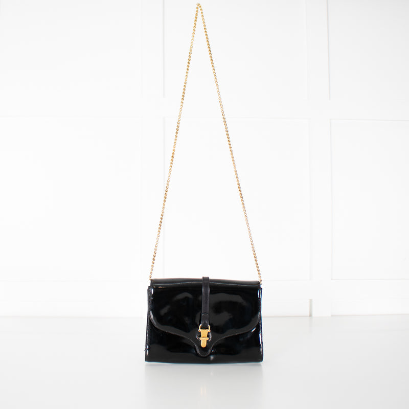 Gucci Black Patent Leather Crossbody Vintage Bag