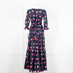 Lexy London Navy Pink Floral Cotton Wrap Maxi Dress