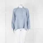 Wrap London Sky Blue Linen Cotton Blend Blouse