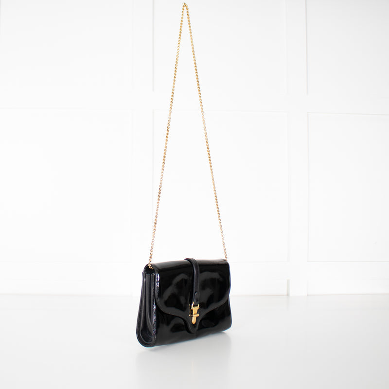 Gucci Black Patent Leather Crossbody Vintage Bag