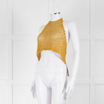 Ganni Gold Crochet Halter Neck Top