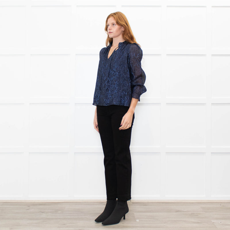 Ridley Navy Blue Lurex Top
