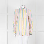 Ganni Yellow Pink Green Striped Shirt