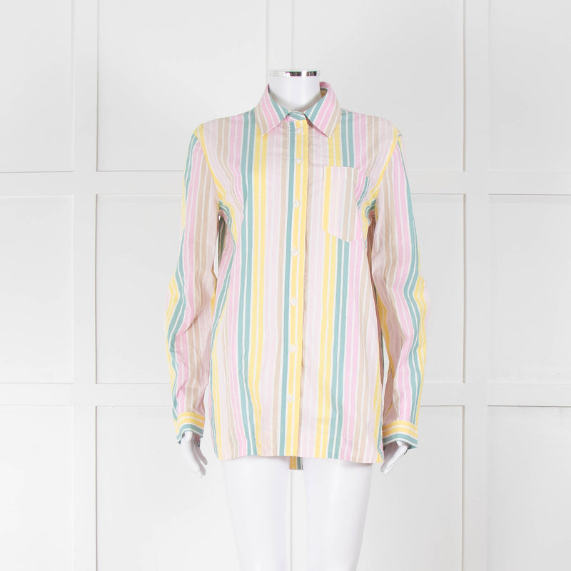 Ganni Yellow Pink Green Striped Shirt