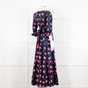Lexy London Navy Pink Floral Cotton Wrap Maxi Dress