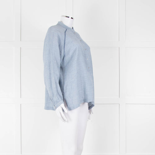 Wrap London Sky Blue Linen Cotton Blend Blouse