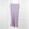 Rouje Pink Blue Floral Midi Skirt
