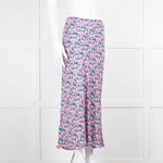 Rouje Pink Blue Floral Midi Skirt