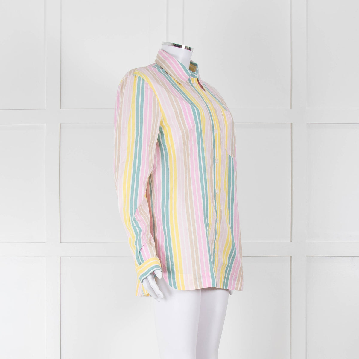 Ganni Yellow Pink Green Striped Shirt