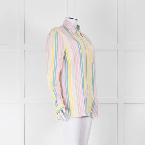 Ganni Yellow Pink Green Striped Shirt