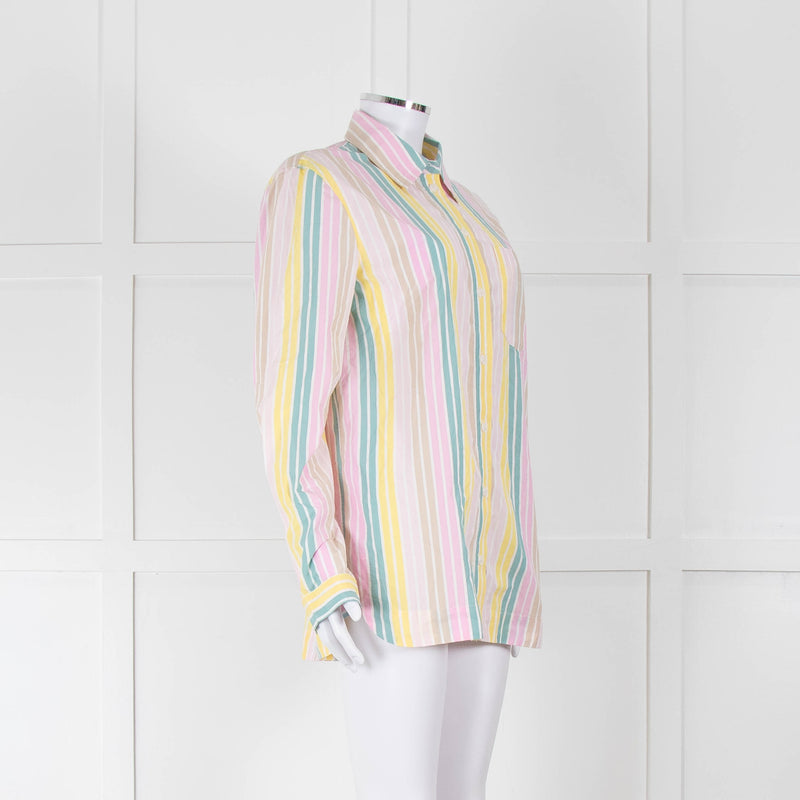 Ganni Yellow Pink Green Striped Shirt