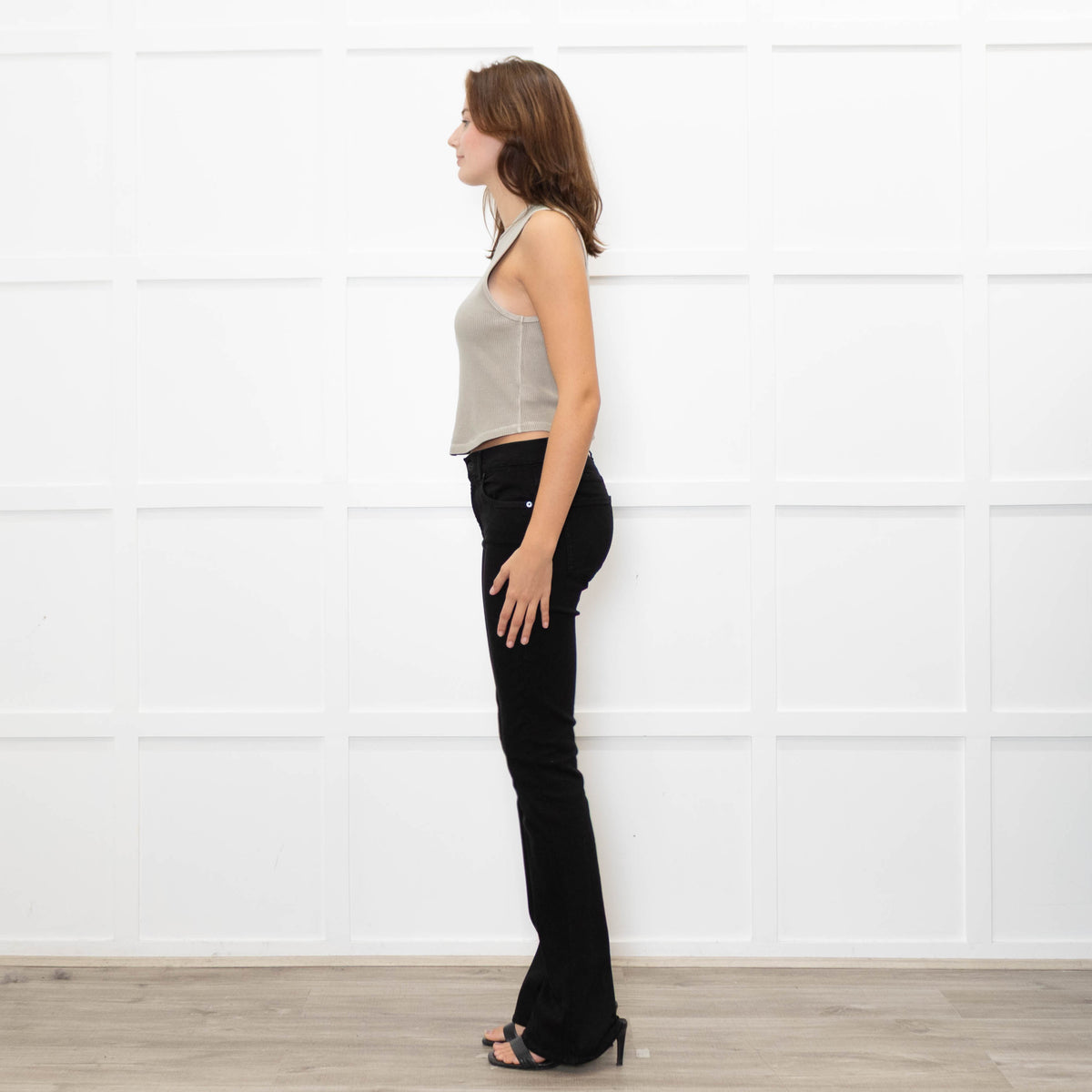 Agolde Greige Ribbed Tank Top