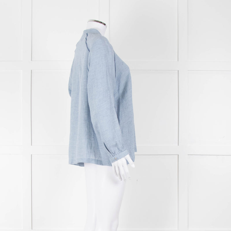 Wrap London Sky Blue Linen Cotton Blend Blouse