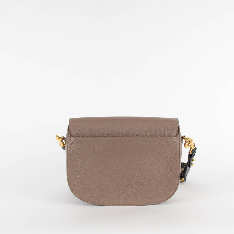 Cristian Dior Taupe Grained Calfskin Large Bobby Cross Body Bag