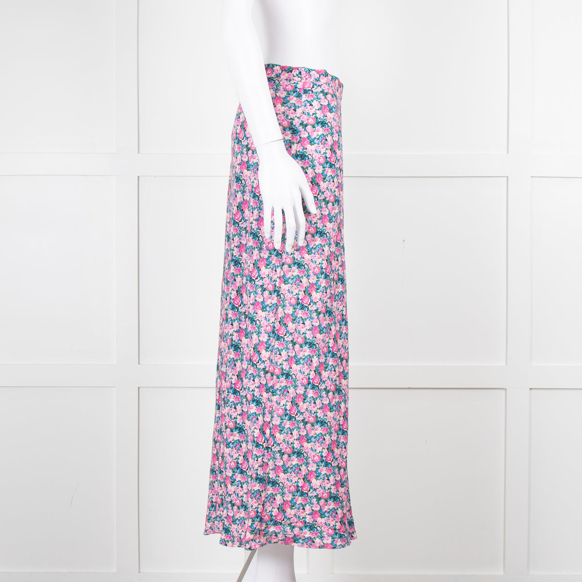 Rouje Pink Blue Floral Midi Skirt