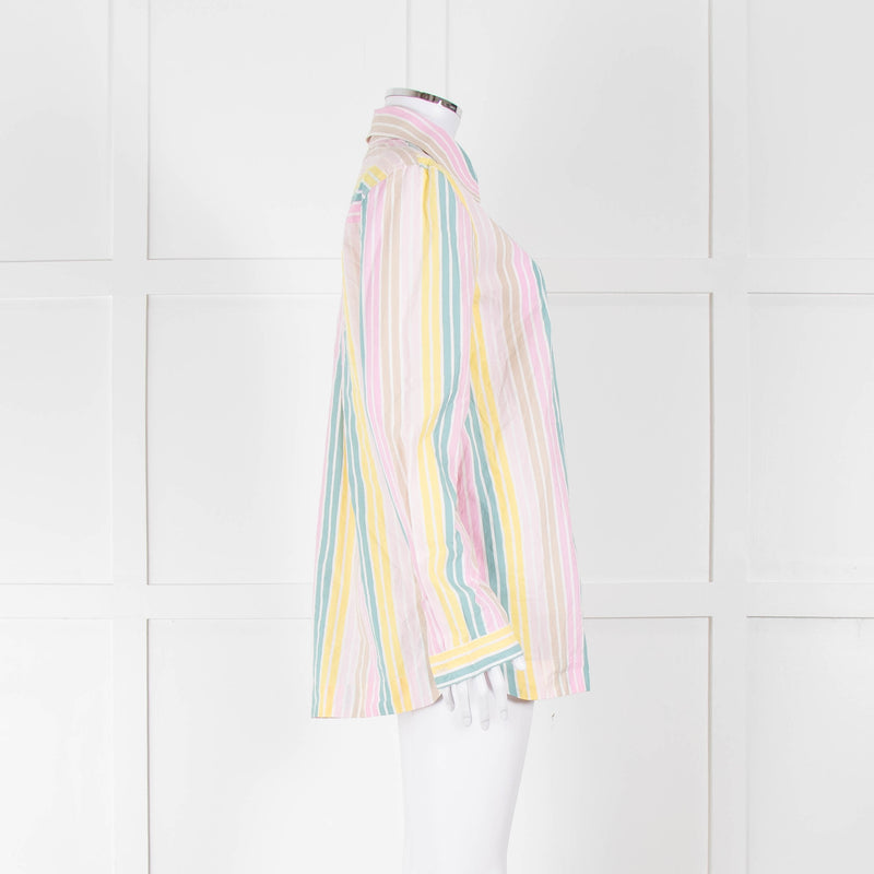 Ganni Yellow Pink Green Striped Shirt