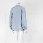 Wrap London Sky Blue Linen Cotton Blend Blouse