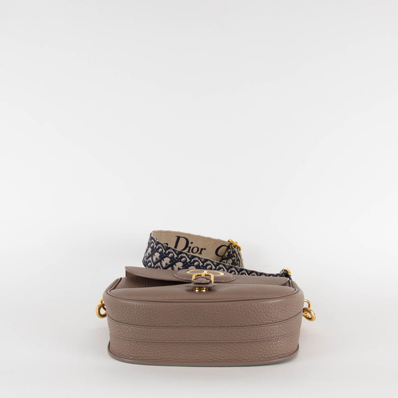Cristian Dior Taupe Grained Calfskin Large Bobby Cross Body Bag