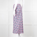 Rouje Pink Blue Floral Midi Skirt