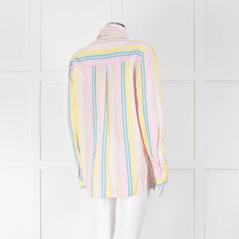 Ganni Yellow Pink Green Striped Shirt