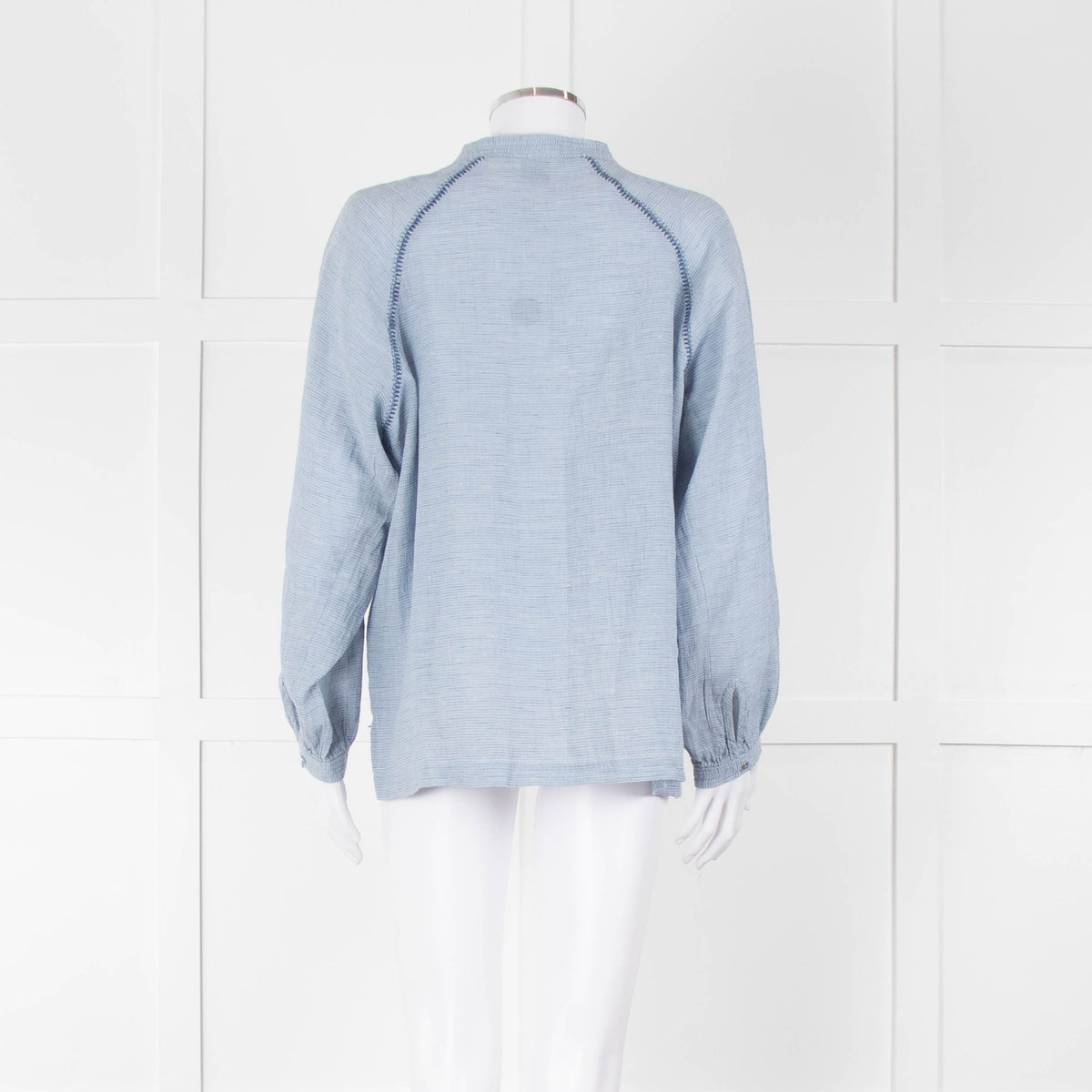 Wrap London Sky Blue Linen Cotton Blend Blouse
