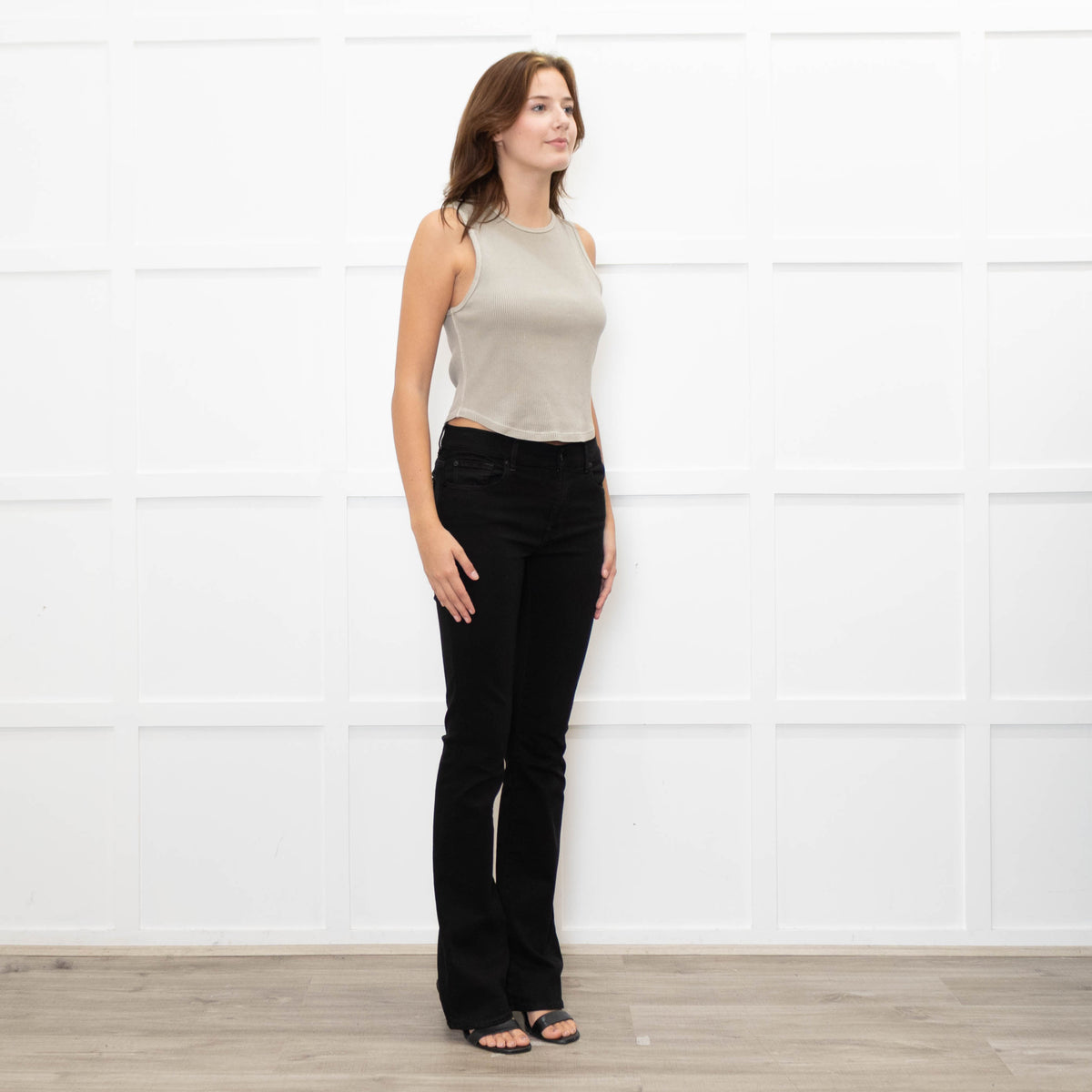 Agolde Greige Ribbed Tank Top