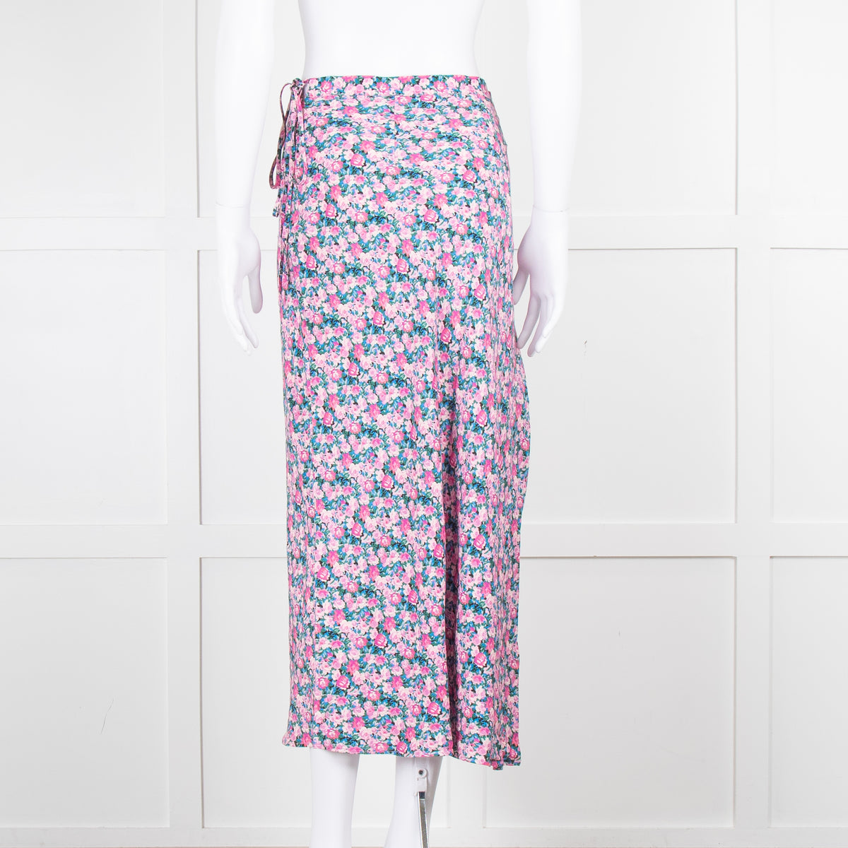 Rouje Pink Blue Floral Midi Skirt