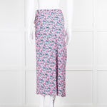 Rouje Pink Blue Floral Midi Skirt