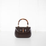 Gucci Brown Leather Vintage Bamboo Handbag