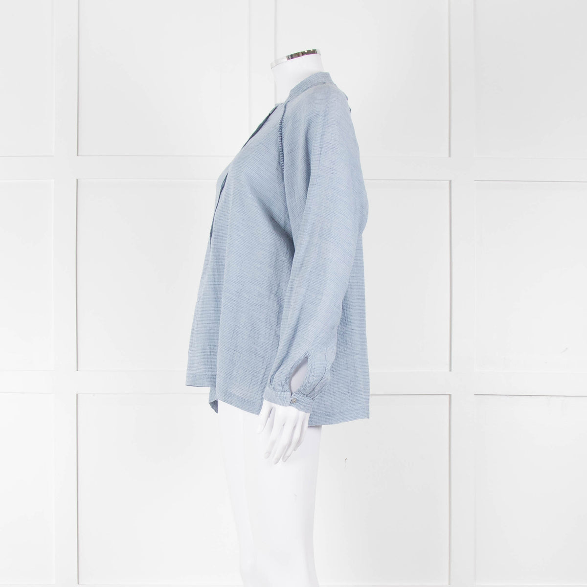 Wrap London Sky Blue Linen Cotton Blend Blouse