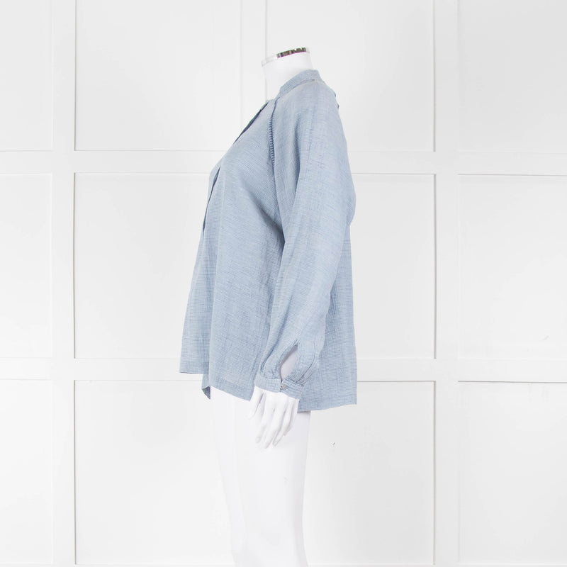 Wrap London Sky Blue Linen Cotton Blend Blouse