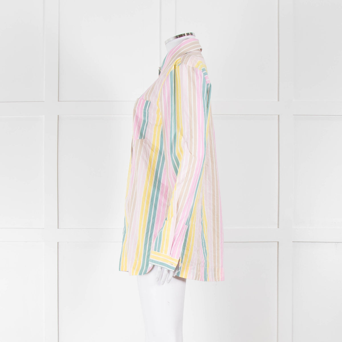 Ganni Yellow Pink Green Striped Shirt