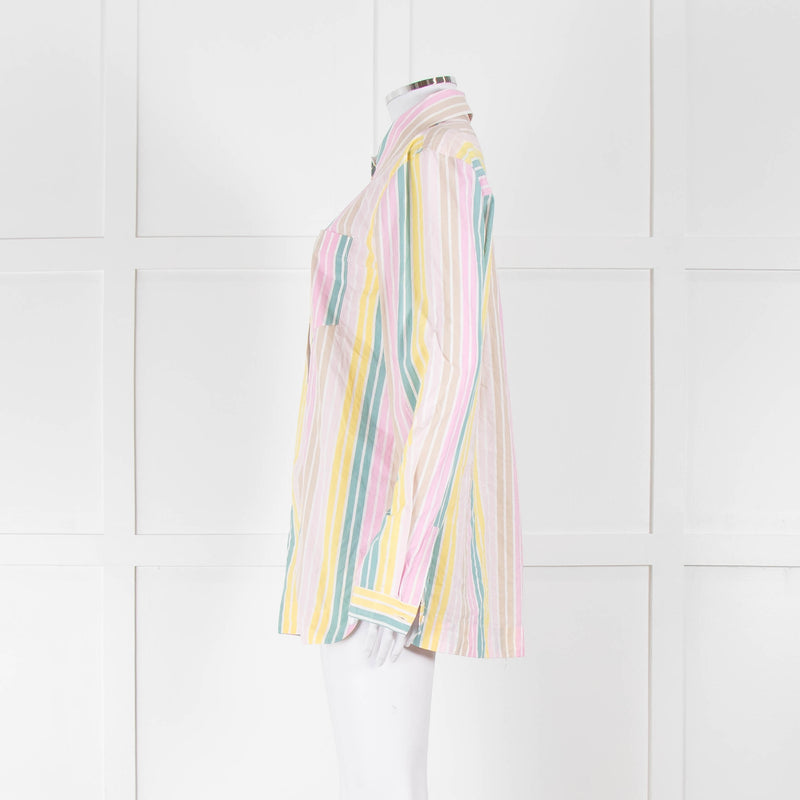 Ganni Yellow Pink Green Striped Shirt