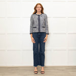 Marella Blue Cotton Trim Tweed Jacket