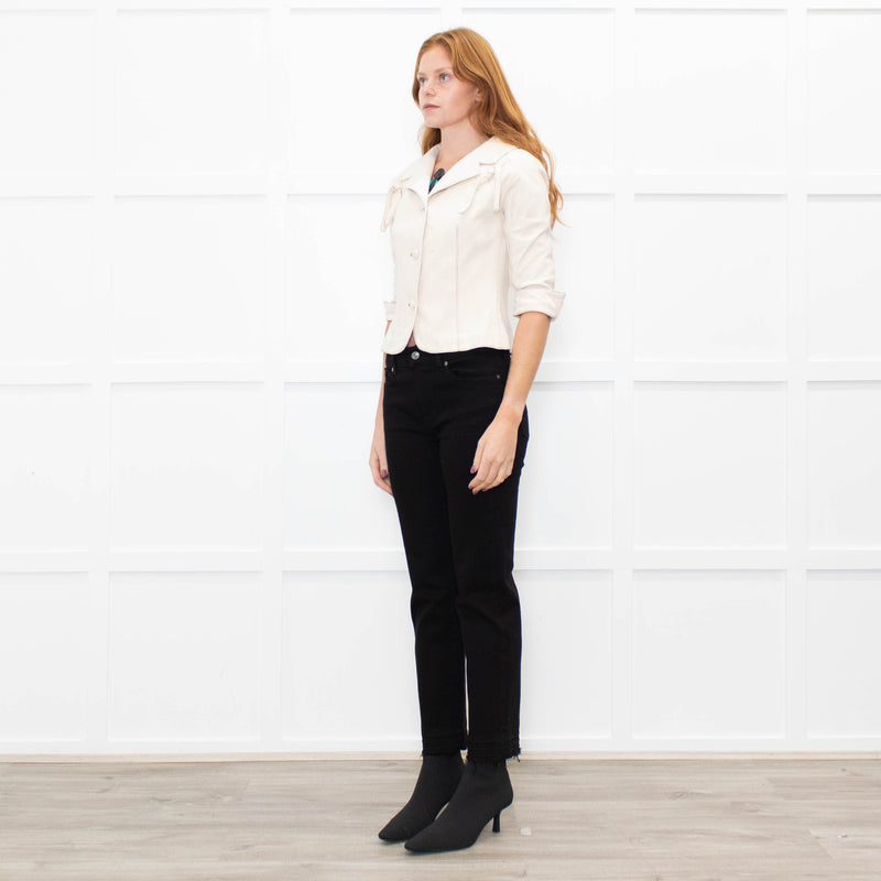 Diane Von Furstenberg Cream  Cotton  Bow Tie Detail Short Jacket