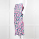 Rouje Pink Blue Floral Midi Skirt