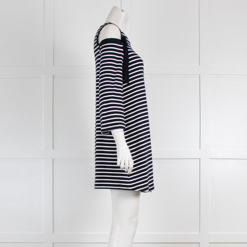 Claudie Pierlot Striped Cold Shoulder Tunic with Bow Detail