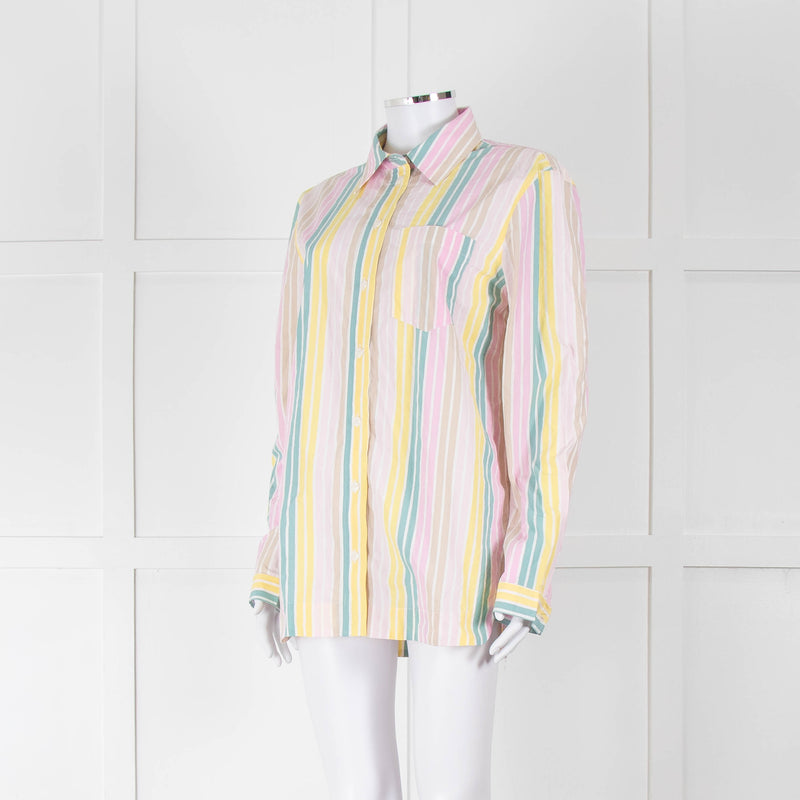 Ganni Yellow Pink Green Striped Shirt