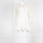 Ulla Johnson Cream Lace Frill Detail Mini Cotton Dress