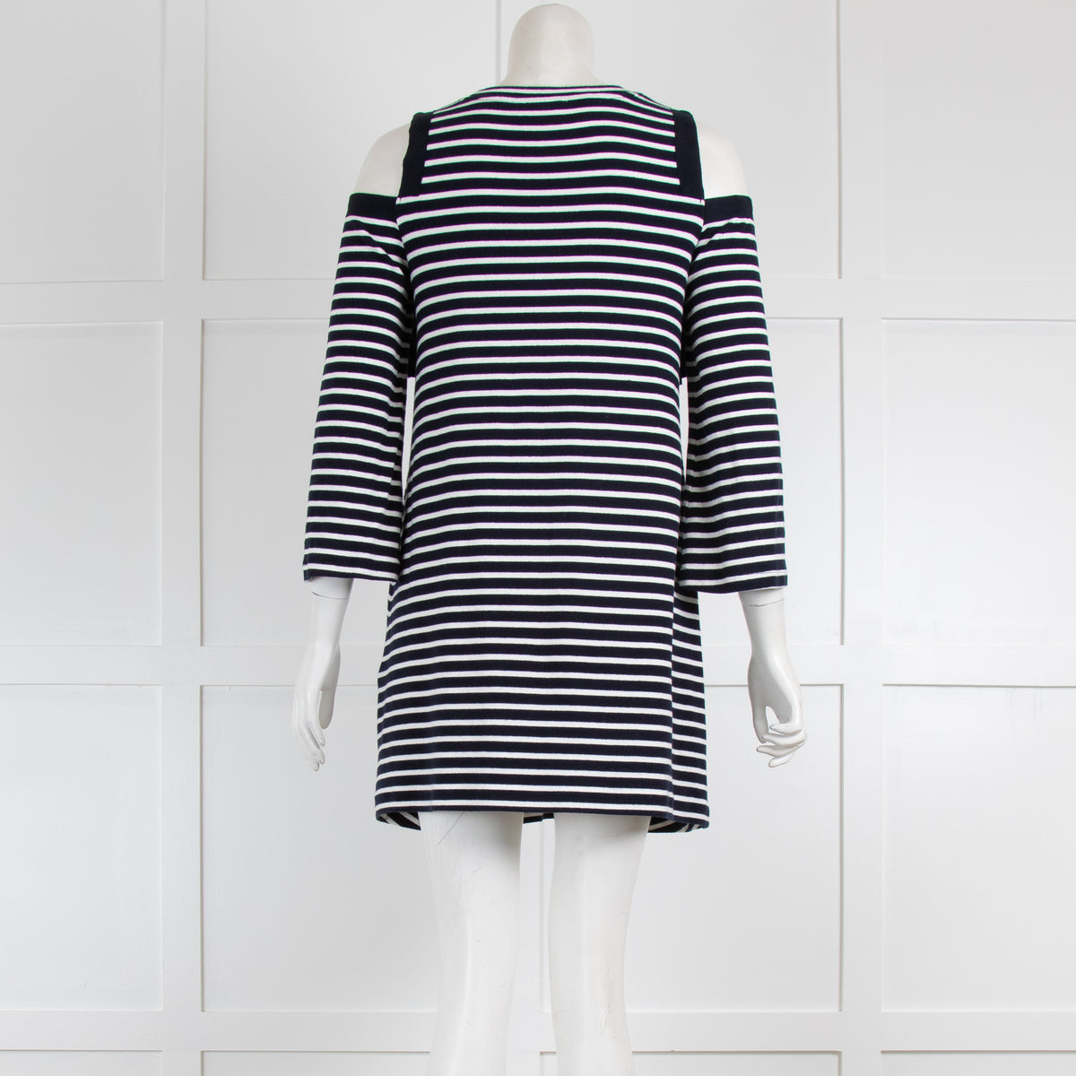 Claudie Pierlot Striped Cold Shoulder Tunic with Bow Detail