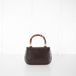 Gucci Brown Leather Vintage Bamboo Handbag