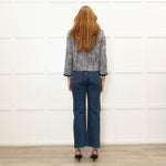 Marella Blue Cotton Trim Tweed Jacket