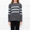 Les Racines Du Ciel Grey Light Blue Stripes Wool Blend Jumper