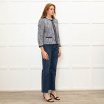 Marella Blue Cotton Trim Tweed Jacket