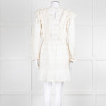 Ulla Johnson Cream Lace Frill Detail Mini Cotton Dress