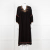 Vanessa Bruno Black Beige Red Embroidered Midi Dress